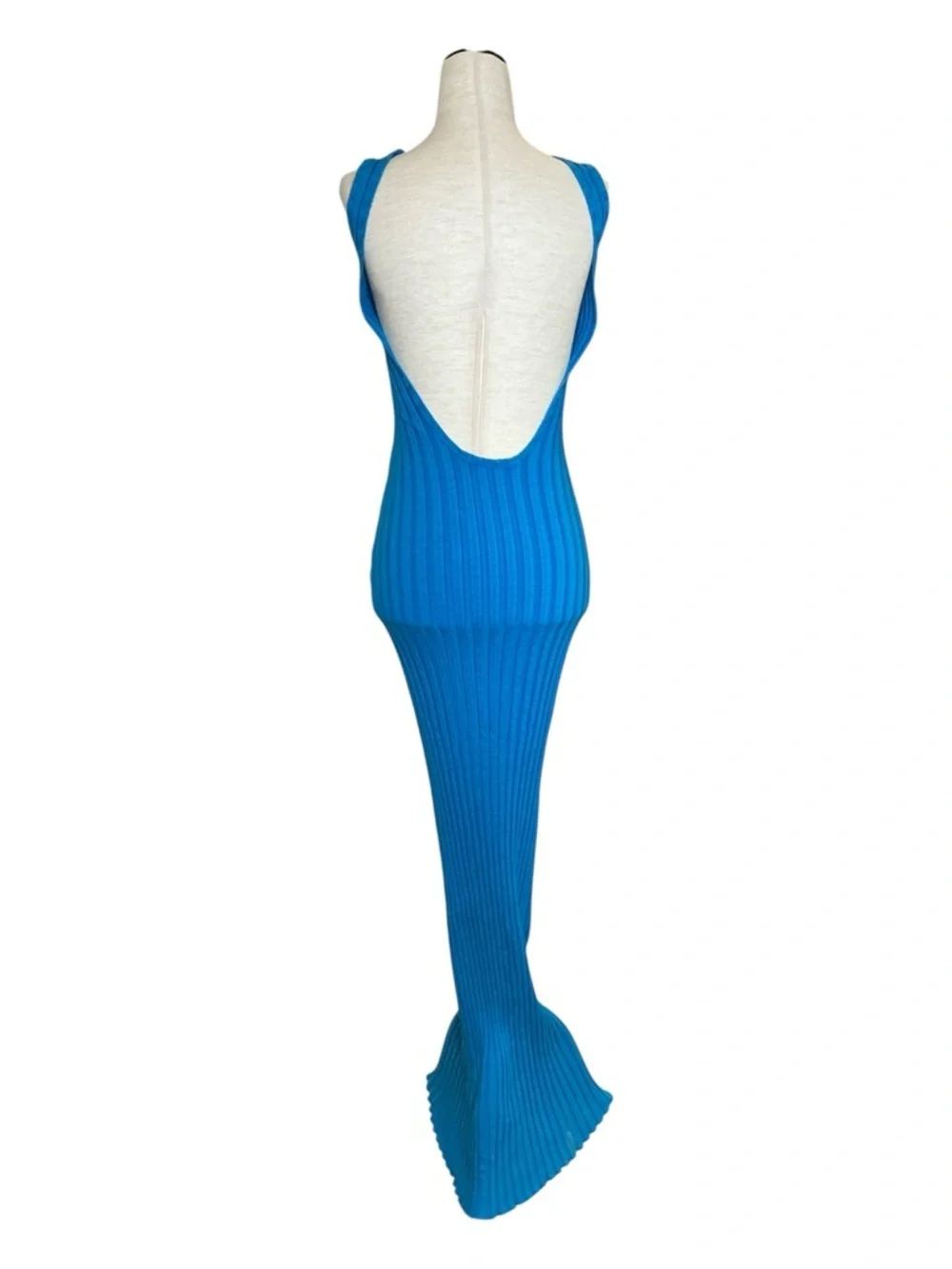 Simon Miller Draco Blue Ribbed Backless Maxi Dress Form Fitting Casual Small - Picture 5 of 11